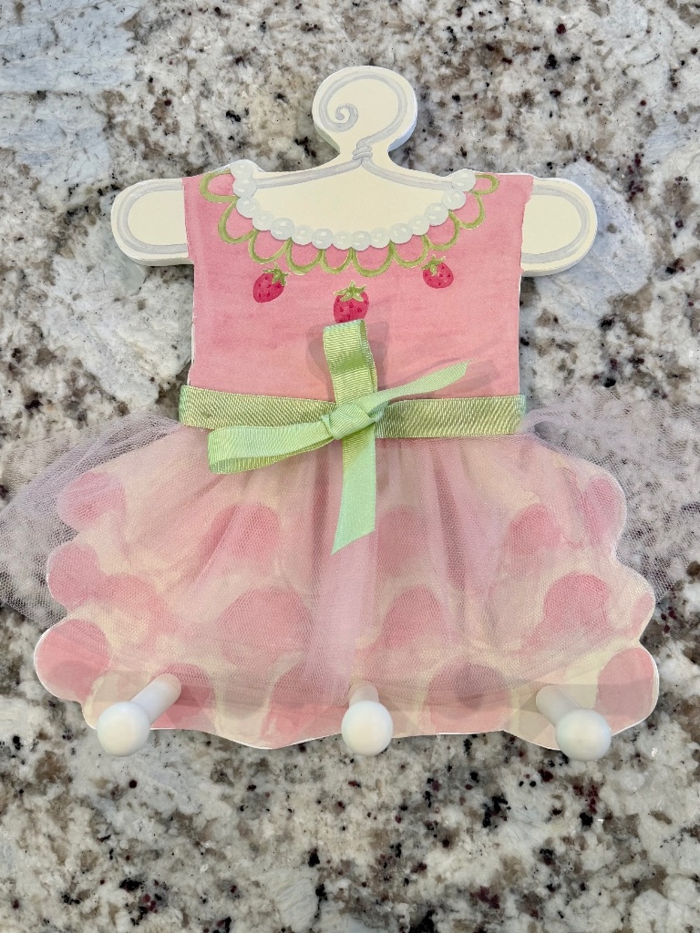 Ballerina Tutu Wall Rack with Three Hooks Pink, White and Green by Lady Jayne